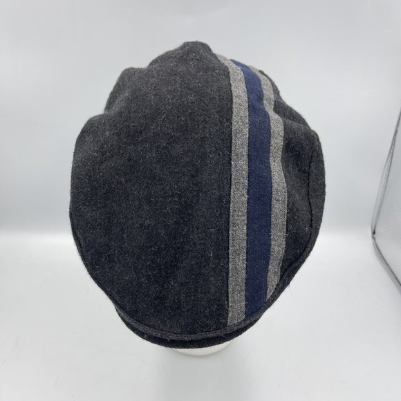 The Harbor Size L / XL Wool Blend Gray Stripe Cabbie Flat Cap Beret - Picture 7 of 15